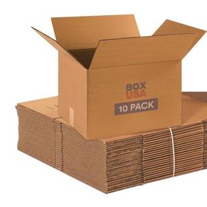 lot 31436 image: BOX USA Moving Boxes Medium 18L x 14W x 12H 10-Pack  Corrugated Cardboard Box for Shipping, Mailing, Packing, Packaging and Storage 18x14x12