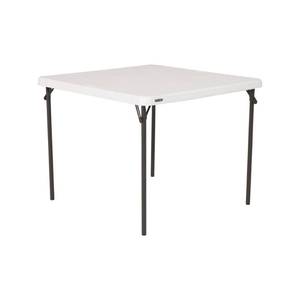lot 31437 image: LIFETIME 80783 37-Inch Commercial Grade Square Folding Card Table, White Granite