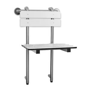 lot 31456 image: Portable Hanging Profile Bench Shower Seat with 18-inch Grab Bar, Grab Bar Supported, Stainless Steel, White