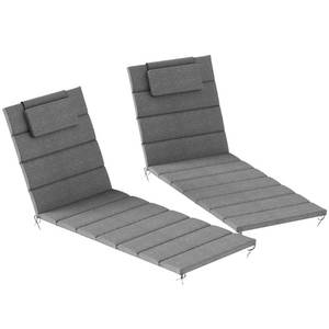 lot 31457 image: Outsunny Outdoor Lounge Chair Cushion Set of 2, 80 x 26 UPF50 230gsm Olefin and 25D High-Density Foam, Foldable Patio Chaise Lounge Cushion Set, Fade Resistant for Lawn Pool, Charcoal Gray