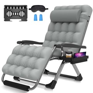 lot 31462 image: Suteck Oversized Zero Gravity Chair,33In XXL Lounge Chair wRemovable Cushion&Headrest, Reclining Camping Chair wUpgraded Lock and Footrest, Reclining Patio Chairs Recliner for Indoor Outdoor,500LBS