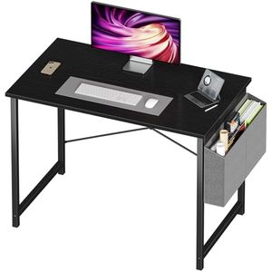 lot 32856 image: NEWBULIG 40 Inch Computer Desk Home Office Desks for Bedroom Writing Gaming Work Study Table with Storage Bag for Small Spaces, Modern Workstation in Matte Black