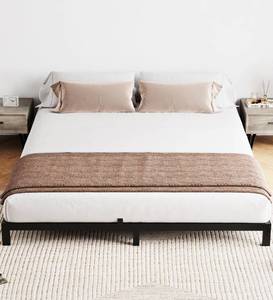 lot 32857 image: IDEALHOUSE 6 Inch Full Size Bed Frame with Under Bed Storage, Heavy Duty Mattress Foundation, Easy Assembly, No Box Spring Needed, 75.2 Dx54.1 Wx6 H Platform Bed for Bedroom, Apartment, Black, Metal