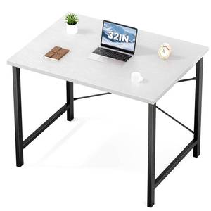 lot 32868 image: Sweetcrispy Computer Desk, Small Office 32 Inch Writing Work Study Student Teacher Home Bedroom Table with Metal Frame Wood Tabletop - White