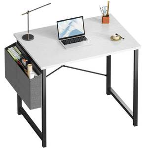 lot 32874 image: OLIXIS Computer Desk 31 Inch Home Office Desks for Small Spaces, Gaming Writing Study Work Table with Storage Bag for Bedroom, White