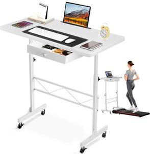 lot 32875 image: COMHOMA Small Standing Desk Adjustable Height Small Computer Desk Mobile Portable Rolling Laptop Table with Wheels 32 Computer Workstation Sit Stand Desks Portable Standing Table Treadmill desks