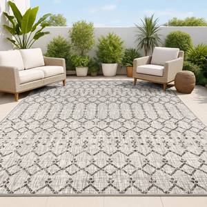 lot 32878 image: JONATHAN Y Moroccan Geometric Indoor Outdoor Area Rug 3X5 Light GrayBlack, Ourika Textured Weave for Backyard, Patio, Porch, Easy-Cleaning, High Traffic, Pet-Friendly, Non-Shedding (SMB108E-3)