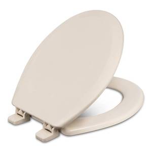 lot 10011 image: Centoco Round Toilet Seat, Heavy-Duty Wood Core with Plastic Scratch-Resistant Finish, Residential, Made in the USA, 700-106, Bone