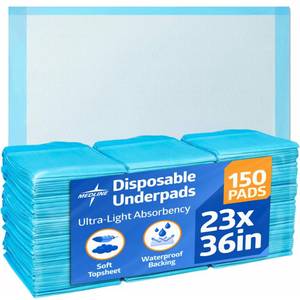 lot 11013 image: Medline Disposable Chucks Pads, 23 x 36 inches (Pack of 150), Ultra-Light Absorbency Pee Pads for Surface Protection, Disposable Diaper Changing Pads for Baby, Puppy Pads for Dog Potty Training