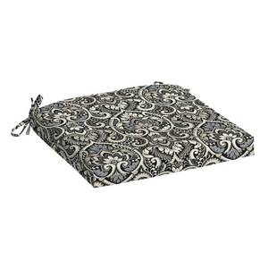 lot 11017 image: Arden IndoorOutdoor Seat Or Rocking Chair Cushion, 19 x 18, Water Repellent, Rain Proof, Fade Resistant Cushion for Rocking Or Dining Chairs Black Aurora Damask 4 Pieces