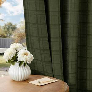 lot 17274 image: Beauoop Green Plaid Jacquard Blackout Curtains 96 Inches Long 2 Panels for Bedroom Living Room Gingham Checkered Room Darkening Thermal Insulated Soundproof Grommet Window Drapes, 52x96 2 Set - Retail $48