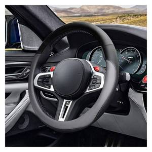 lot 17276 image: LAINLOY 14.5-15 Car Steering Wheel Cover, Microfiber Leather Cover, Anti-Slip Breathable Steering Wheel Decoration, Universal Steering Wheel Accessories for Diverse Cars (Gray) - Retail $8
