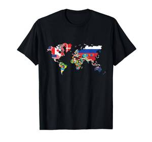 lot 17281 image: BLUE All Countries Flags of The World 287 Flag International T-Shirt Medium - Retail $20