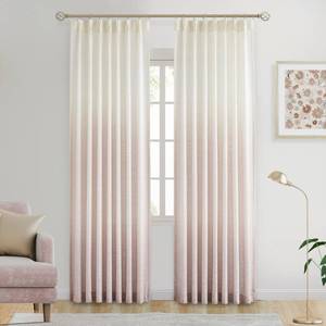 lot 17289 image: Central Park Pinch Pleated Ombre Semi Sheer Curtain 102 Inches Long Rayon Blend Window Treatment Sets with Backtab for Living Room Bedroom, Cream White to Pink, 40x102x2 - Retail $65