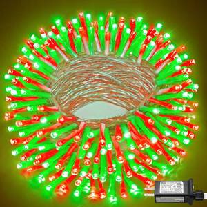 lot 17300 image: 66FT 200 LED Outdoor String Lights, Plug in Christmas Lights Indoor Waterproof, 8 Modes Connectable Twinkle Fairy Lights Clear Wire for Home Patio Tree Party Decorations, Red and Green - Retail $10