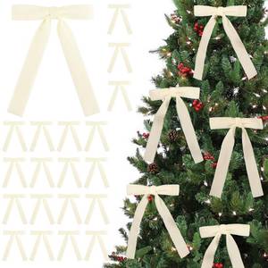 lot 17307 image: SIMISI RIBBON 24 Pcs Champagne Velvet Bows Christmas Tree Ornaments Vintage Ribbon Bow for Tree Garland Wreath Rustic Crafts Gift Indoor Outdoor Xmas Decorations - Retail $14