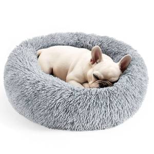 lot 17319 image: Hoewina Dog & Cat Bed for Indoor Cats, 20in Calming Donut Bed for Puppy and Kitten, Washable Round Fluffy Pet Bed for Small Medium Dogs and Cats (Light Grey) - Retail $12