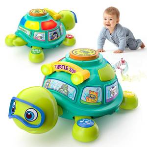 lot 17326 image: Zardali Baby Toys 6-12 Months, Musical Turtle Tummy Time Developmental Crawling Toy for 6 7 8 9 10 Months, Educational Bilingual Infant Toy 6-9-12 Months, Baby Boy Girl Birthday Gifts - Retail $33