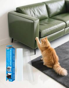 lot 17328 image: Cat Scratch Furniture Protector, 200x16 Clear Couch Protector from Cat Claws for Leather Furniture, Thickened Anti-Scratch Adhesive Roll, Cuttable, Residue-Free, No Pins - Retail $22