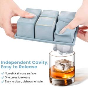 lot 17342 image: One Pack Black Large Silicone Ice Cube Tray 1Pck, SAWNZC Big Square Ice Cube Molds for Whisky Cocktail, Ice Maker Tray with Lid for Freezer, Easy Release  - Retail $17