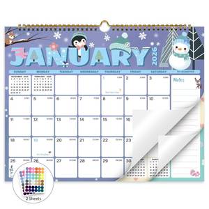 lot 17346 image: XISIDO 2026 Calendar, Wall Calendar 2026-2027, 18 Month Calendar January 2026 - June 2027, 14.8 X 11.5, Calendar with Twin-Wire Binding, Hanging Hook and Julian Dates (Seasonal Designs) - Retail $7