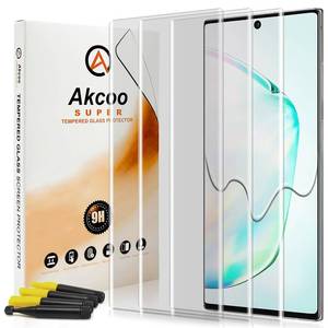 lot 17361 image: Akcoo Galaxy Note 10 Plus Tempered Glass Screen Protector, UV Set - 3 Pack, Scratch Repair, Fingerprint-ID Compatible, Sensitive Touch, Full Coverage Without Black Edges - Retail $17