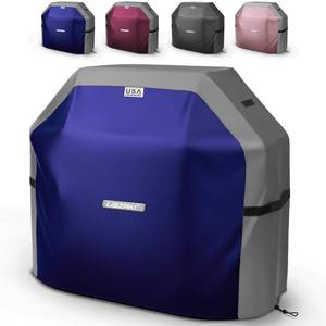 lot 17371 image: LIBZAKI Grill Cover 420D Waterproof, Weather Resistant, Rip-Proof, Anti-UV, Fade Resistant,Gas Grill Cover for Weber,Char Broil,Nexgrill Grills, etc.48 inches-BlueGray - Retail $31