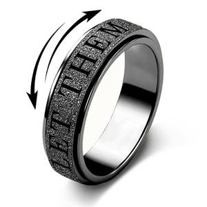 lot 17375 image: Fidget Toys Adults Anxiety Ring for Women Fidget Spinner Cute Let Them Symbol Thumb Ring Stainless Steel Gold Silver Black Size 5 6 7 8 9 10 (Black-LET Them, 10)