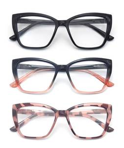 lot 17377 image: 3-Pack Reading Glasses for Women Stylish Oprah Cat-Eye Spring Hinge Clear Lenses Readers Anti Eyestrain, Black Black-Pink Pink-Dot 1.0 x - Retail $9