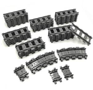lot 17396 image: 56pcs City Train Tracks Toy Straight and Flexible Train Track Railway Extension Building Set Block Toy Compatible with Major Brand (36 Straight and 20 Flexible) - Retail $30