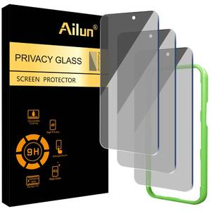lot 17400 image: Ailun 3 Pack Privacy Screen Protector for iPhone 16 ProiPhone 17 6.3 inch, Anti Spy Private Tempered Glass Anti-Scratch Case Friendly - Retail $8