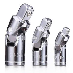 lot 17413 image: 3PCS Universal Joint Socket Set, Chrome Vanadium Steel Swivel Socket Adapter Set, 14IN, 38IN, 12IN Drive Universal Joint Set - Retail $9