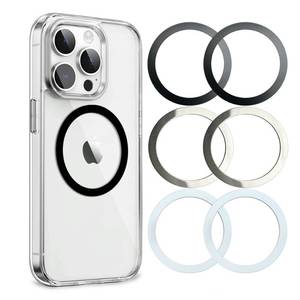 lot 17415 image: Aothey Universal Metal Rings Compatible with Magsafe Sticker,Magnetic Ring for Phone Cases & Wireless Charging, 6 Pack (2 Black,2 White & 2 Silver) - Retail $7
