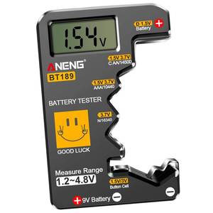 lot 17454 image: ANENG BT189 Battery Tester for AAA,AA,C,D,9V,F,6F22,1.5V3V Button Batteries,LCD Display Household Battery Detector,Detects Battery Power by Voltage,Universal Battery Checker - Retail $10