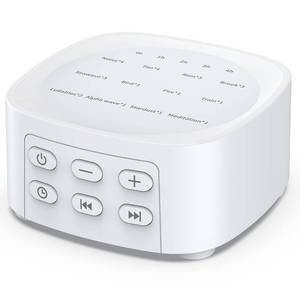 lot 17473 image: Sleepbox Sleep White Noise Sound Machines with 25 Soothing Sounds 36 Volume Levels 5 Timers Visible Sound Catalog Portable Size Memory Function for Home Office and Travel - Retail $22