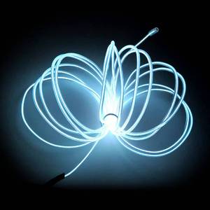 lot 17488 image: MaxLax EL Wire White, 16.4ft5m Portable Battery Pack Neon Light Strip 360° Cuttable Glowing Rope Lights for Parties, Halloween, DIY Decoration - Retail $11