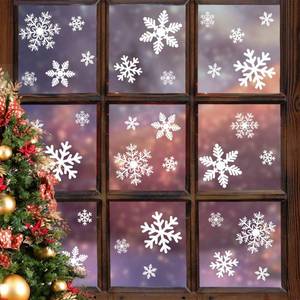 lot 17491 image: LUDILO 135Pcs Christmas Window Clings Snowflakes Window Decals Static Window Stickers for Christmas Decorations Windows D�cor Ornaments Xmas Party Supplies Thanksgiving Party D�cor - Retail $6