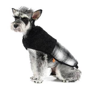 lot 17507 image: FOFOS Dog Winter Coat, Plush Dog Jacket with Leash Hole, Adjustable Warm Pet Snow Vest for Small Medium Dogs, Black, XS - Retail $12