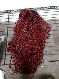 lot 17516 image: Red Curly Wig with Black Base - Retail $25