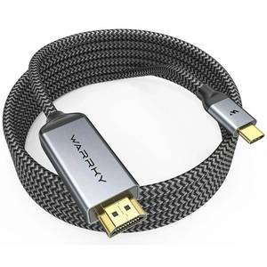 lot 17519 image: Warrky USB C to HDMI Cable 4K, 15ft Braided, High Speed Thunderbolt 3 to HDMI Adapter Compatible for New iPad, MacBook ProAir, iMac, Galaxy S20 S10 S9 S8, Surface, Dell, HP - Retail $25