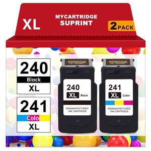 lot 17525 image: PG-240 XLCL-241 XL Ink Cartridges Replacement for Canon 240XL 241XL Combo Pack 240 241 for Canon PIXMA MG3620 TS5120 MG3520 MG3600 MG3220 MX472 Printer (1 Black, 1 Tri-Color, 2 Pack) - Retail $57