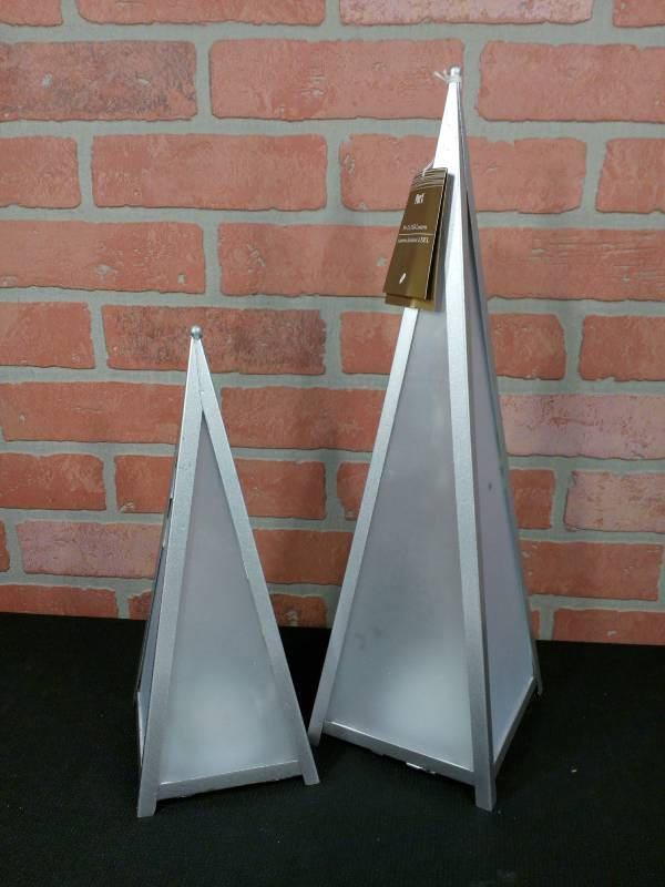 lot 38 image: Pier One LED Light-Up Star Pyramid Lanterns