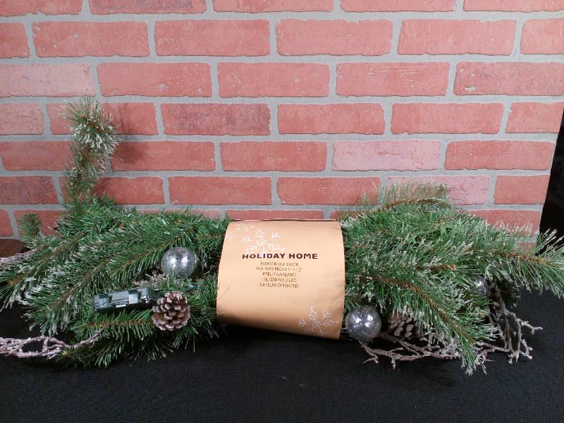 lot 75 image: Holiday Frost 6 X 12 Prelit Garland IndoorOutdoor Battery Operated