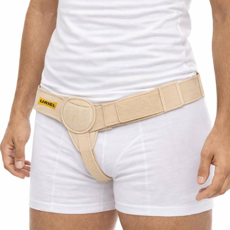lot 32858 image: URIEL Right Side Hernia Belts for Men - Inguinal Hernia Belt for Men, Pre and Post Surgery Truss, Size Large, Cream (39.8-44.5 Inches) - Retail $54