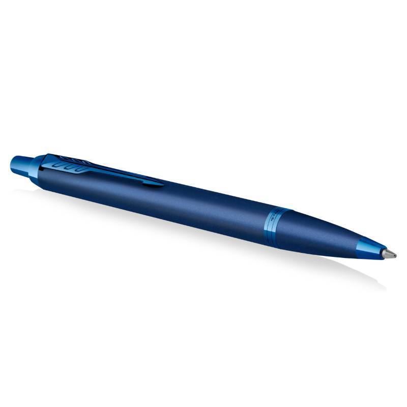 lot 40503 image: Parker IM Monochrome Ballpoint Pen Blue Ink Blue Finish and Trims Medium Point Gift Box - Retail $35