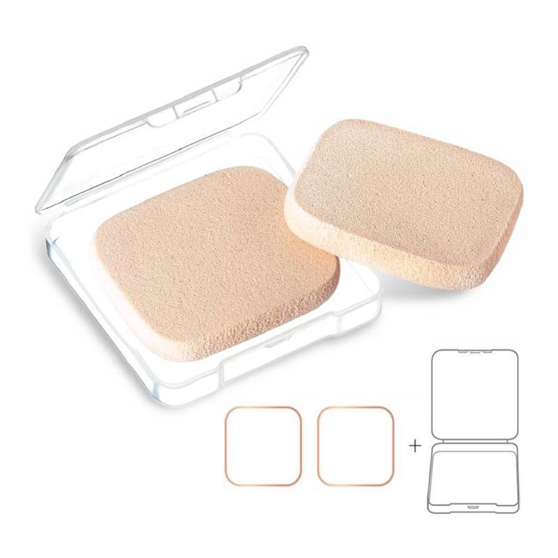 lot 40514 image: OWLFAVO 2pcs Square Makeup Sponges with 1 Travel Case, Beauty Face Primer Compact Powder Puff, Blender Sponge Replacement for Cosmetic Flawless Foundation - Retail $6