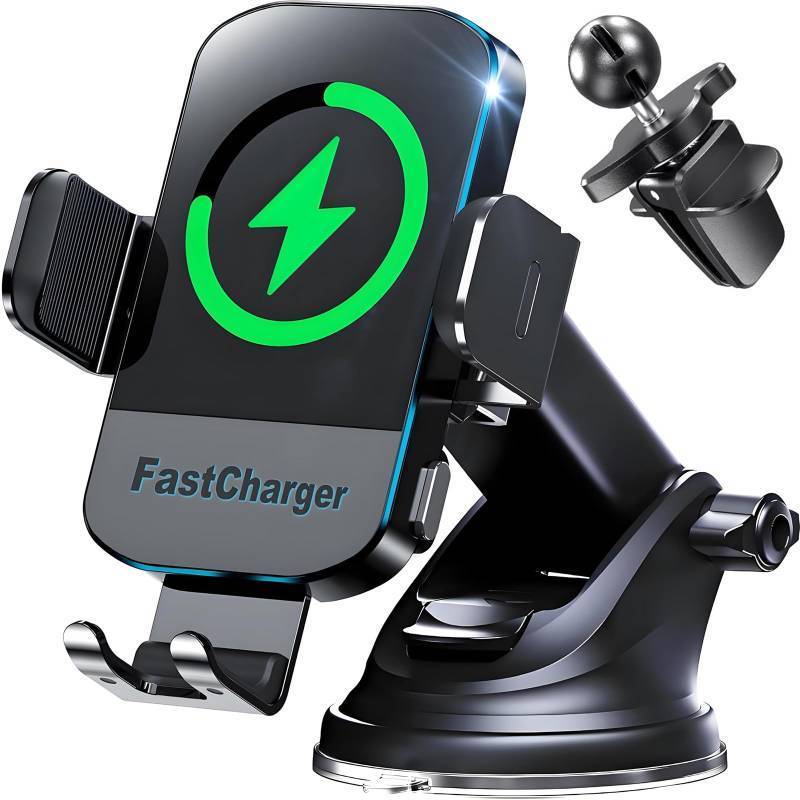 lot 49483 image: CHGeek Wireless Car Charger, 2026 Upgrade 15W Fast Charging Auto Clamping Car Phone Holder Charger, Phone Holders for car Mount, fit for iPhone 17 16 15 14 13 Mini Pro Max XR,Samsung Galaxy S25 Ultra - Retail $23