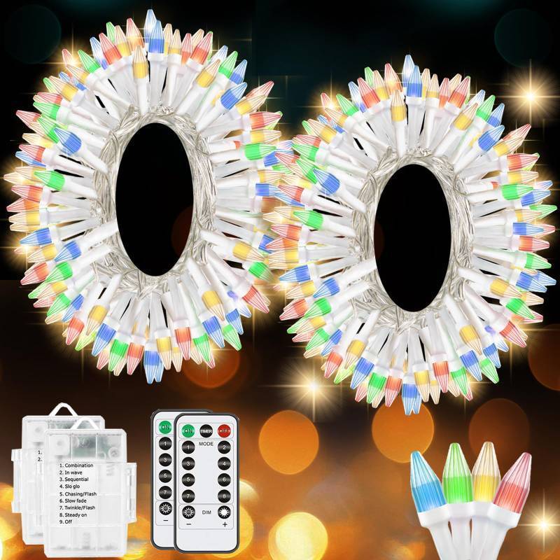 lot 49514 image: Solhice 20ft Christmas Lights Battery Operated with Remote Control, 50 LEDs String Lights Clear Mini Lights Multi Color Xmas Tree Lights for Bedroom Indoor Outdoor Decor, JP00001-2-RGBY