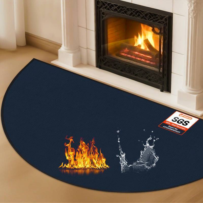 lot 49517 image: Hearth Rugs for Fireplaces Fire Resistant, 42 x 24 inch Fireproof Fireplace Mat Hearth Rug, Hearth Pads for Wood Stove Fireplace Indoor Outdoor, Protect Floors Carpets from Sparks Embers-Blue, 1mm