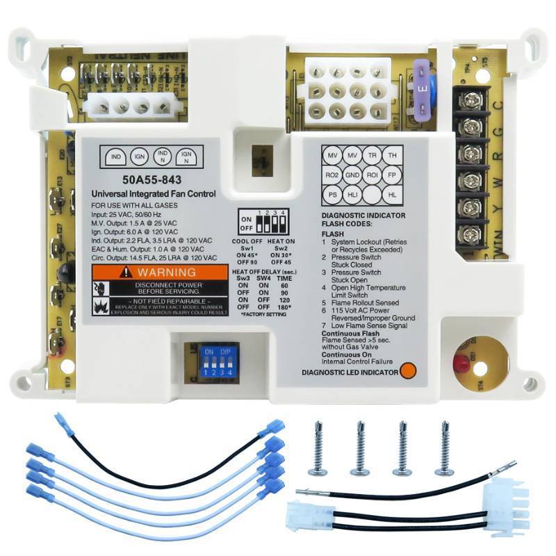 lot 59615 image: 50A55-843 Furnace Control Board Furnace Suitable for White Rodgers 50A55-843 - Retail $64